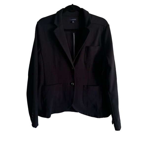 Lands End SZ 16 Women’s Black Cotton 2 Button Blazer Anchor Buttons Nautical - Picture 1 of 8